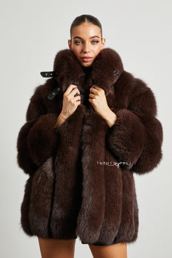 Portia Fox Fur Coat with Collar