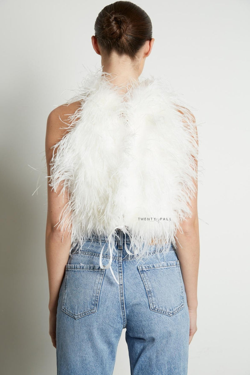 High Neck Feather Top