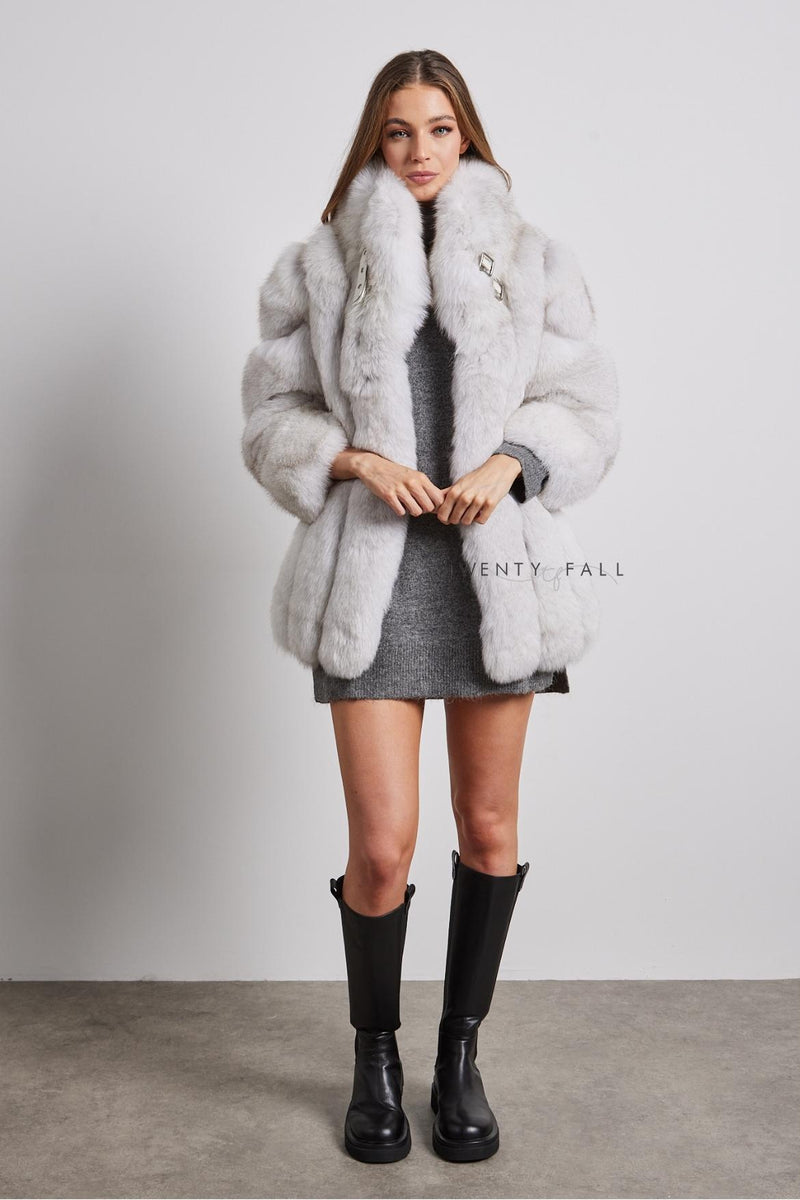 Portia Fox Fur Coat with Collar
