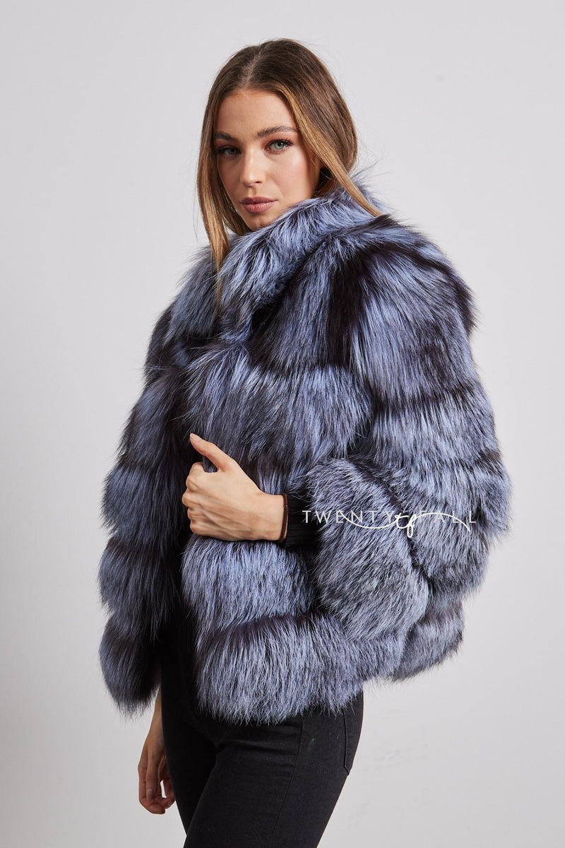 Silver Fox Fur 5 Ring Coat with Collar