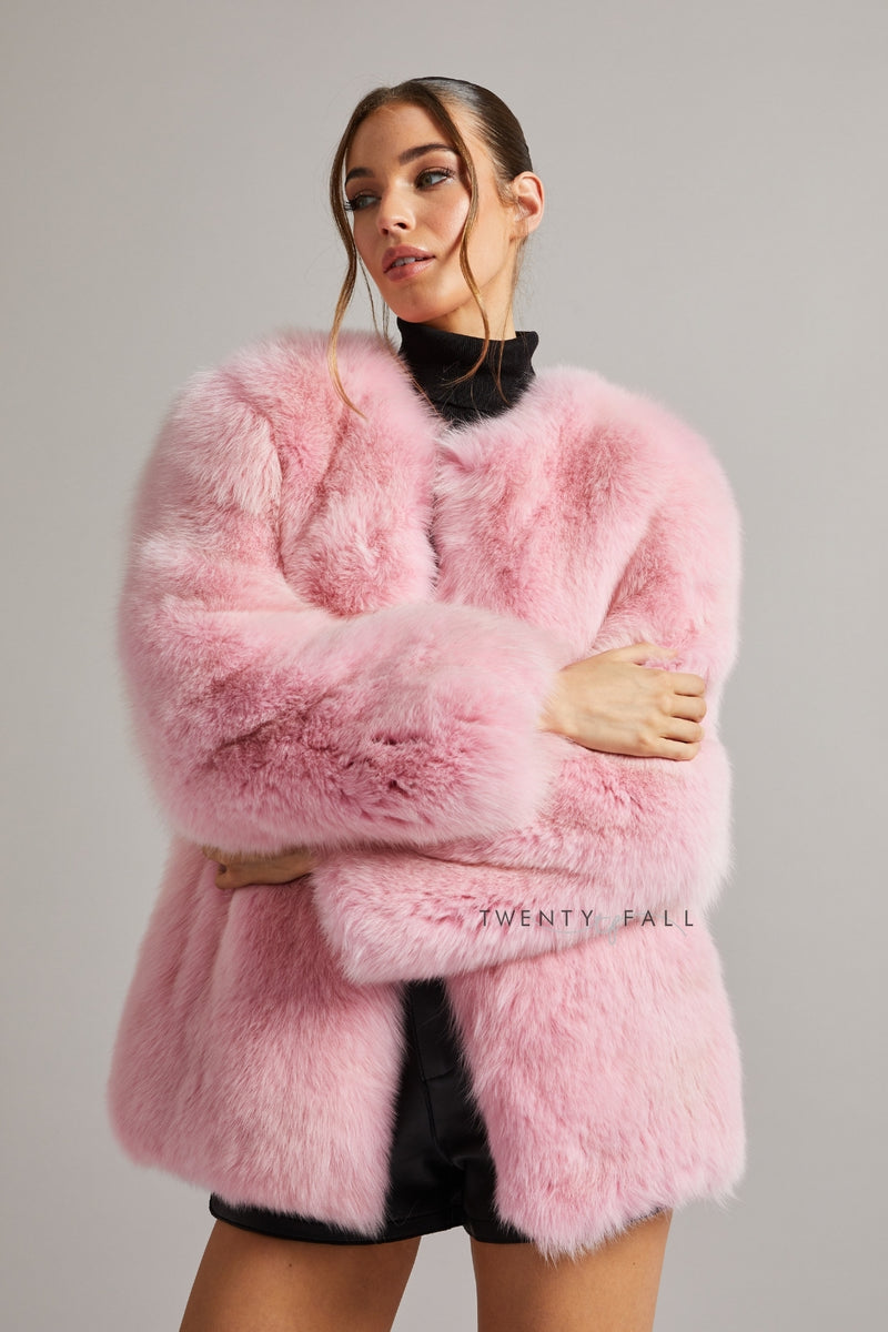 Pink Full Pelt Fox Fur Coat