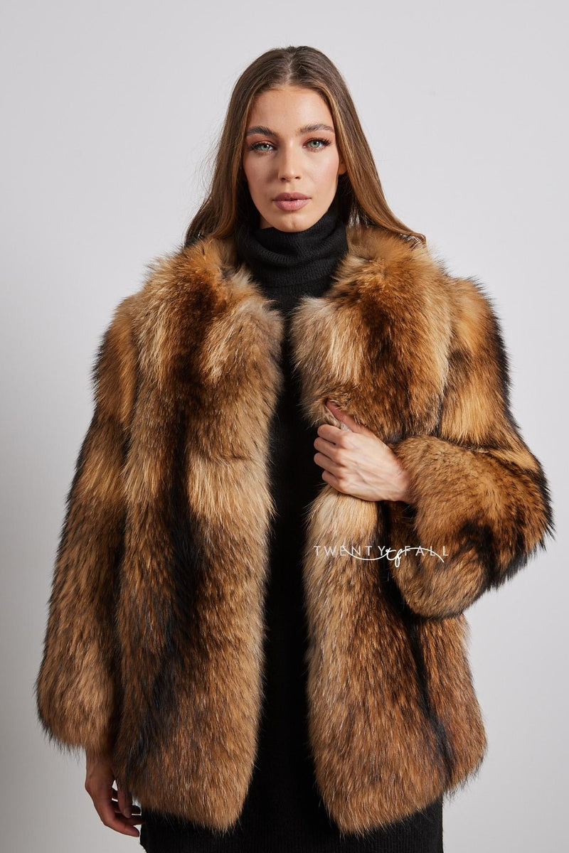 Full Pelt Natural Raccoon Fur Coat