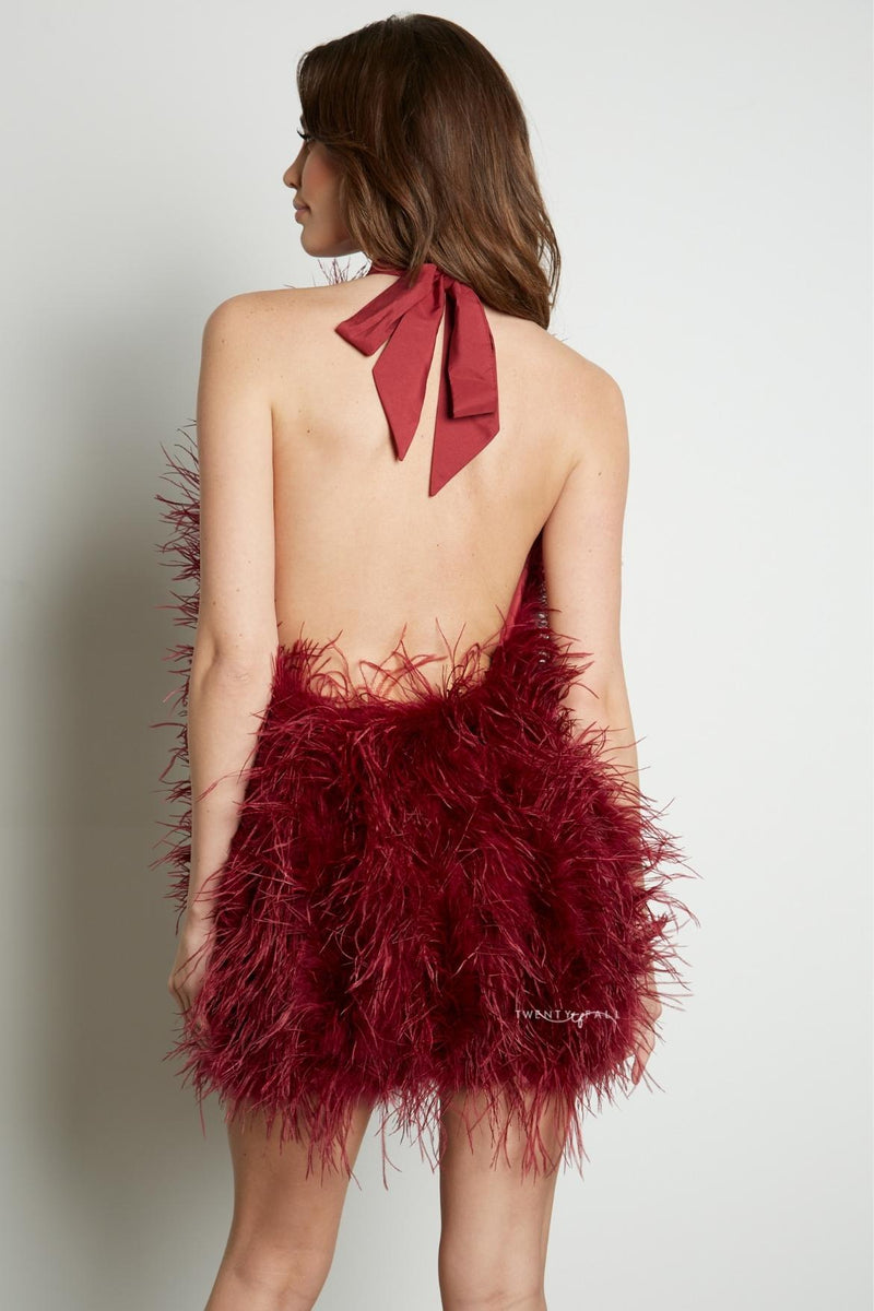 Halter Neck Feather Dress