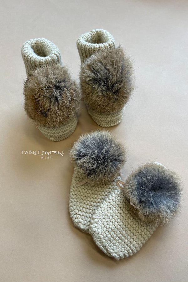 Knitted Booties & Mitten Set