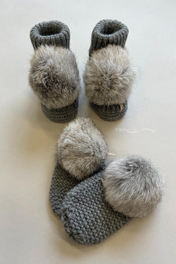 Knitted Booties & Mitten Set