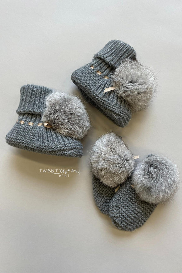 Knitted Booties & Mitten Set