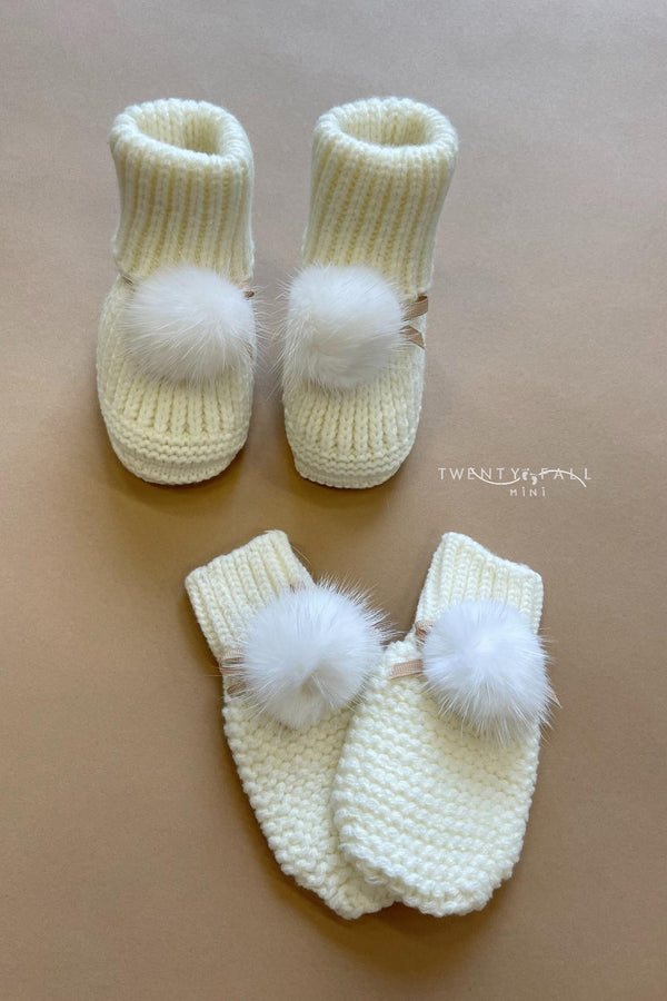 Knitted Booties & Mitten Set