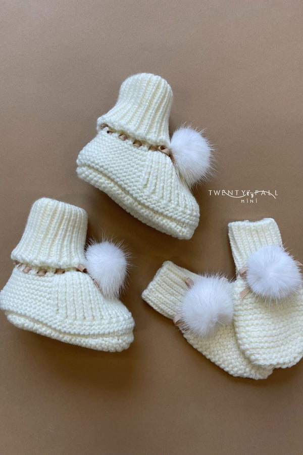 Knitted Booties & Mitten Set