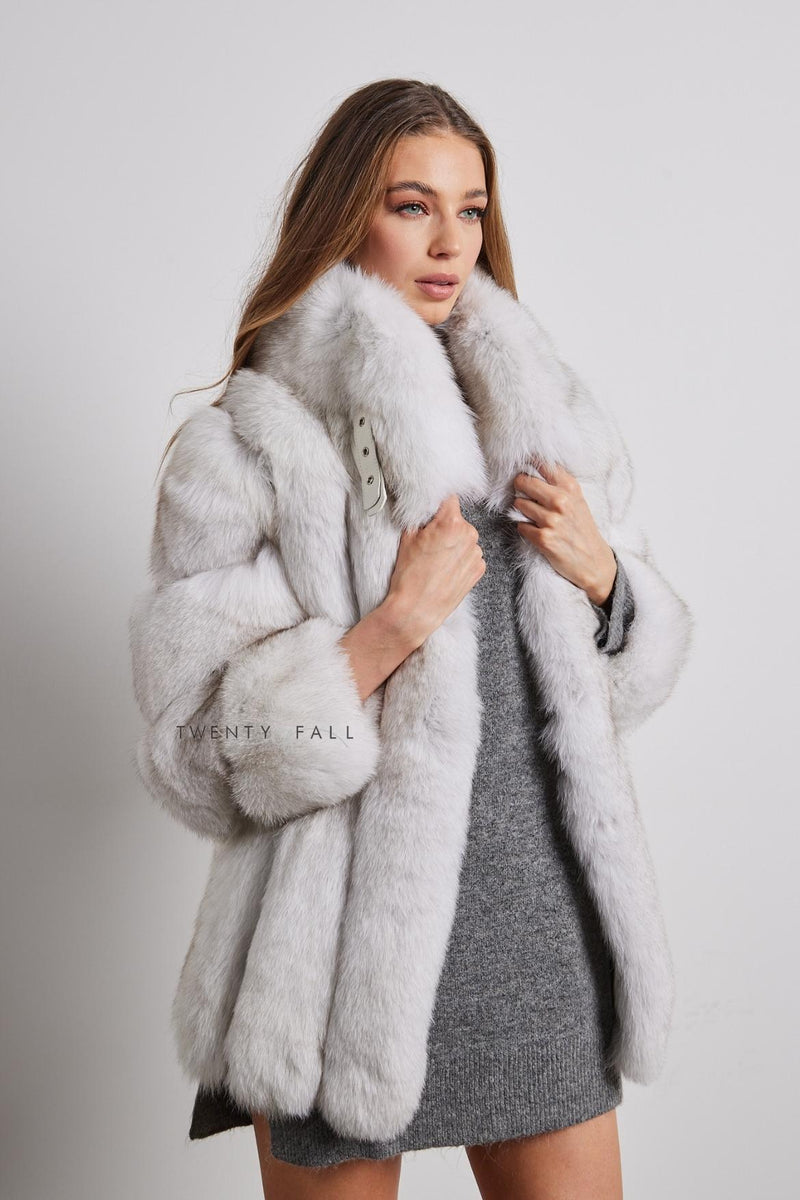 Portia Fox Fur Coat with Collar