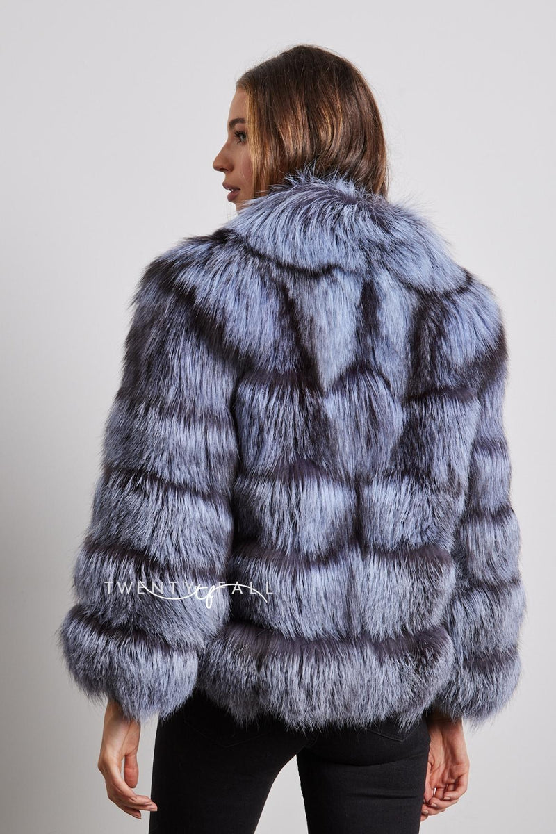 Silver Fox Fur 5 Ring Coat with Collar