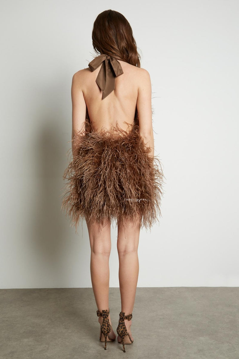 Halter Neck Feather Dress