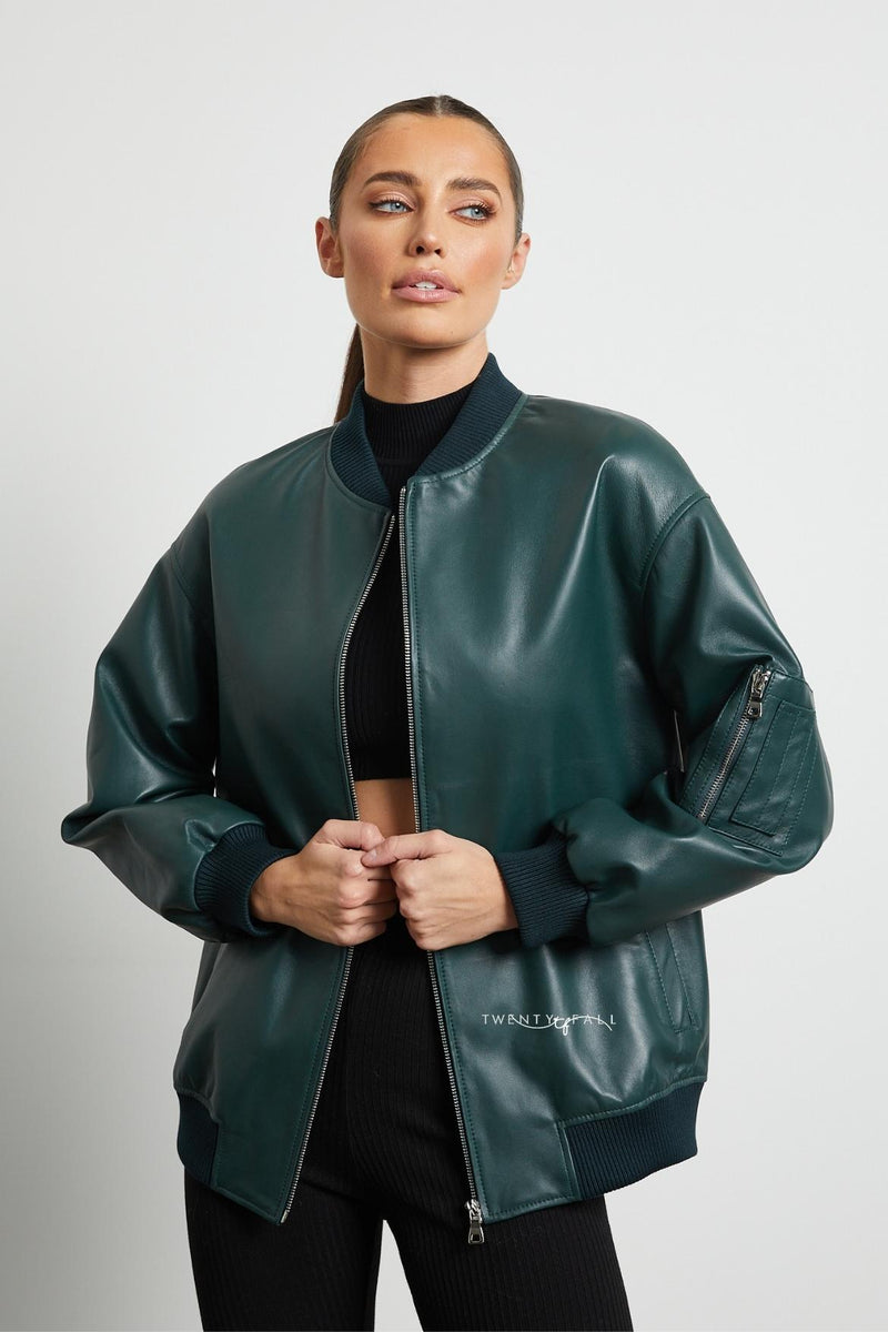 Gia Leather Bomber Jacket