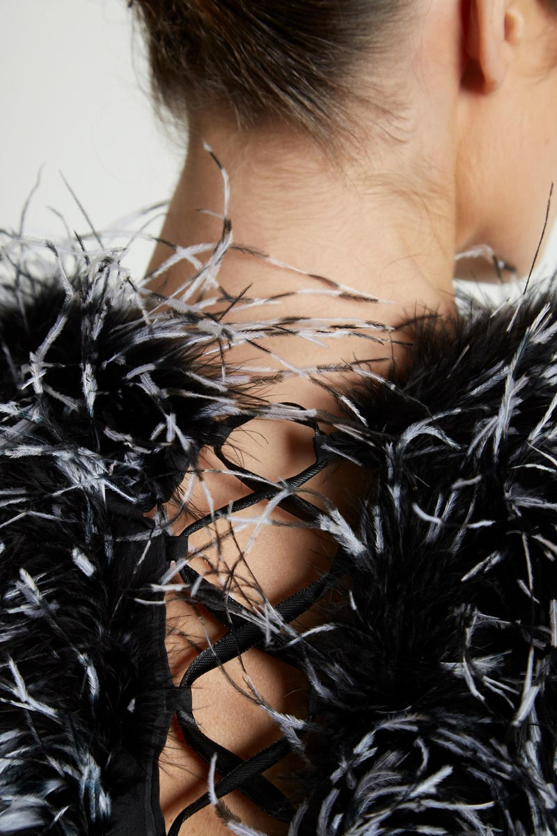 High Neck Feather Top