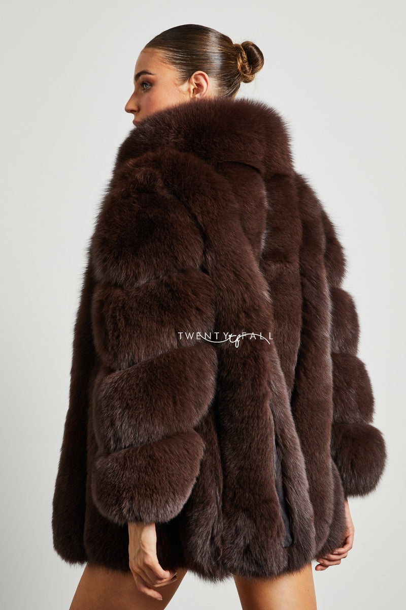 Portia Fox Fur Coat with Collar