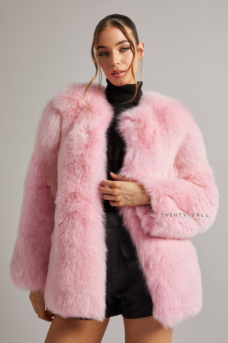 Pink Full Pelt Fox Fur Coat