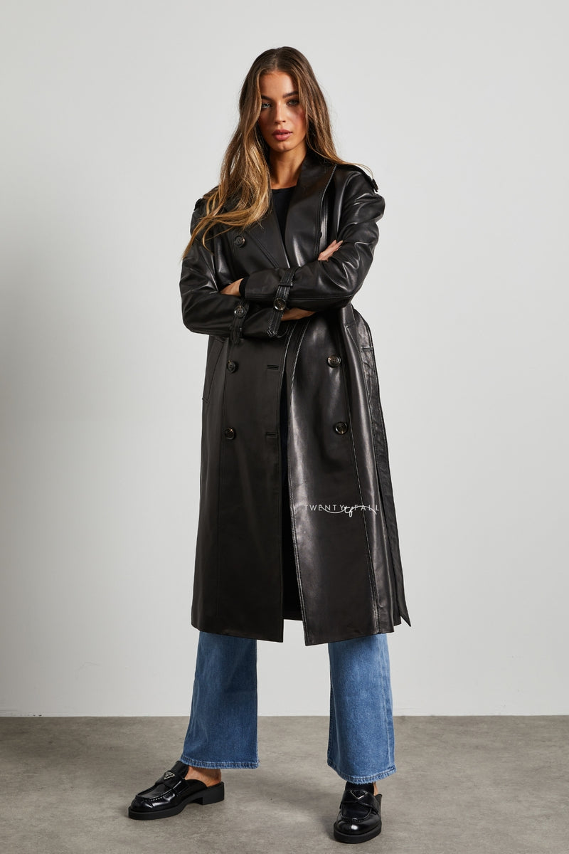 Alina Leather Trench Coat