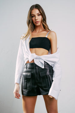 Tibi Leather Shorts