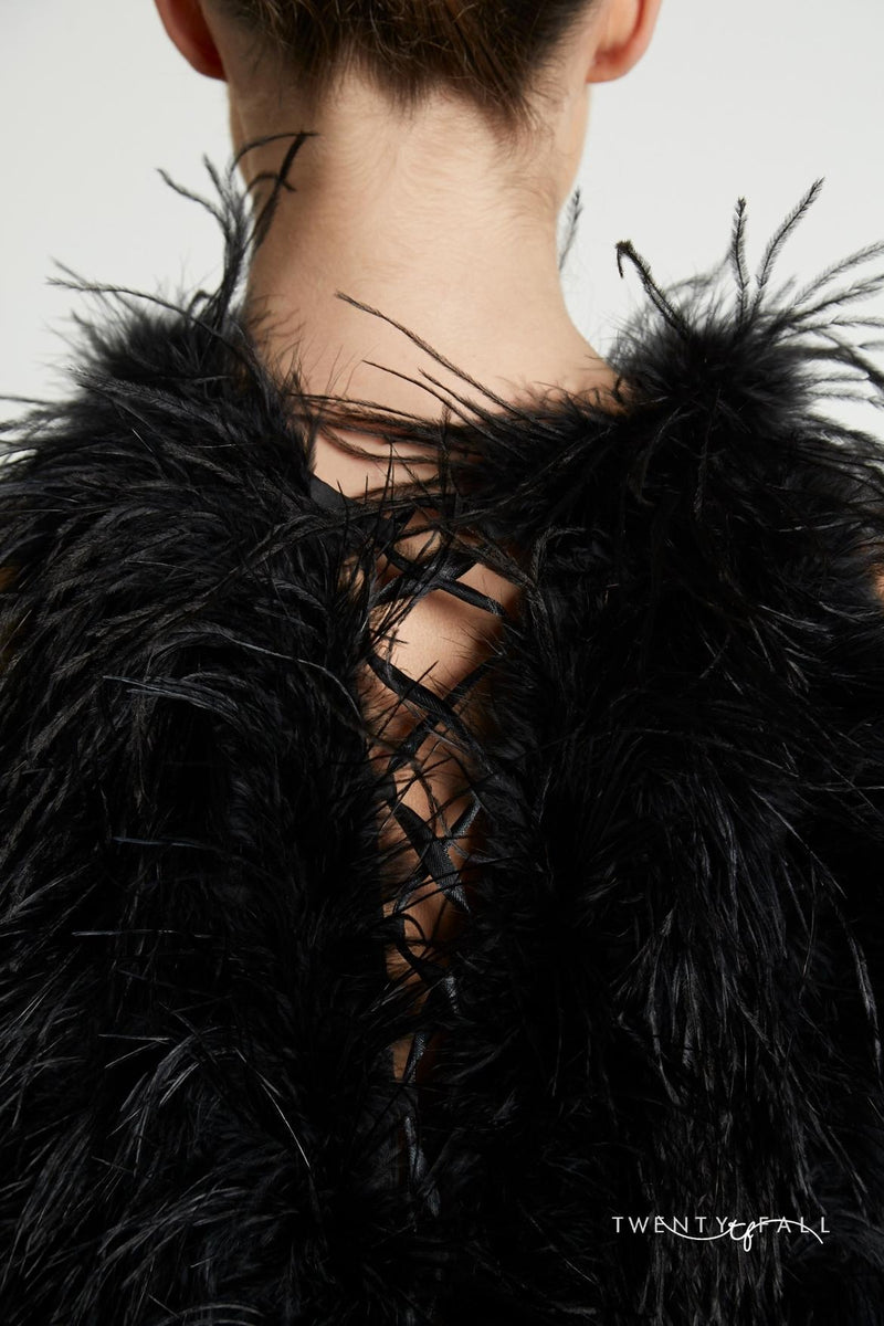 High Neck Feather Top