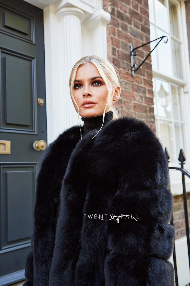 Black Long Fox Fur Coat TwentyFall