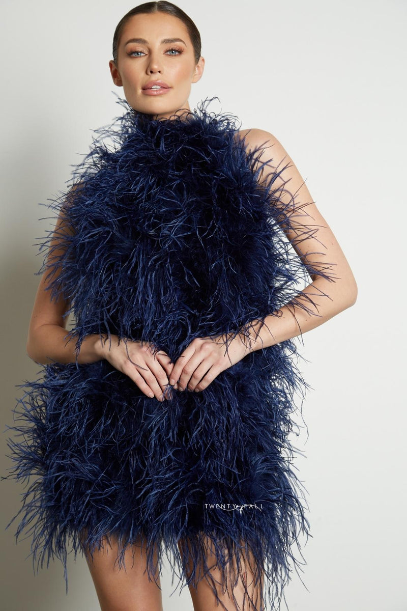 Halter Neck Feather Dress