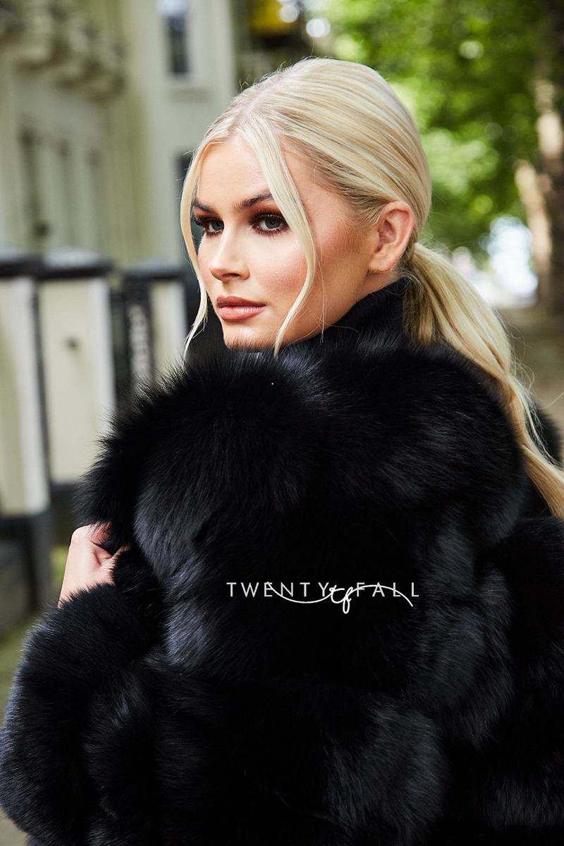 Black fox fur shop coat