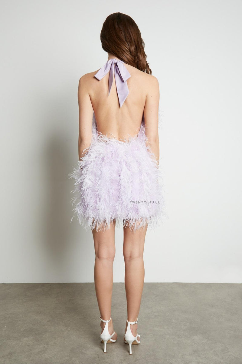 Halter Neck Feather Dress