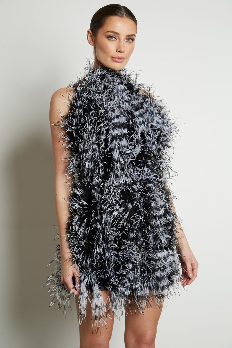 Halter Neck Feather Dress TwentyFall Halter Neck Feather Dress TwentyFall