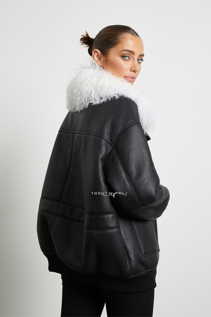 Celine Shearling Bomber with Mongolian Fur