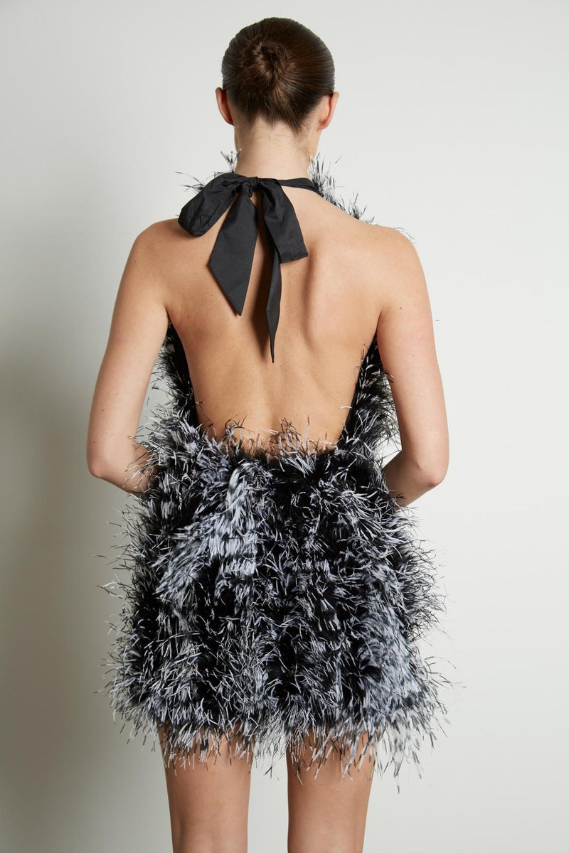 Halter Neck Feather Dress