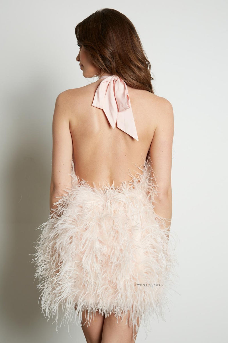 Halter Neck Feather Dress