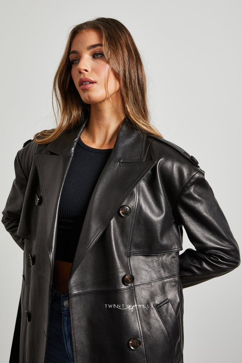 Alina Leather Trench Coat