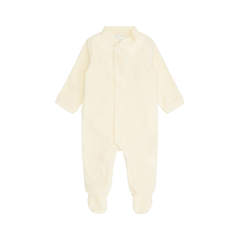 Angel Wing Gold Velour Sleepsuit in Cream