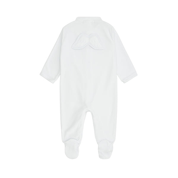 Angel Wing Velour Sleepsuit in Blue TwentyFall