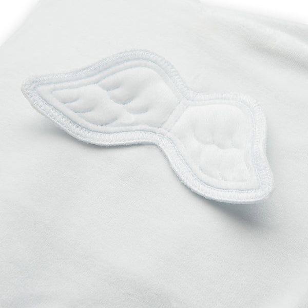 Angel Wing Velour Sleepsuit in Blue