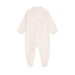 Angel Wing Velour Sleepsuit in Pink