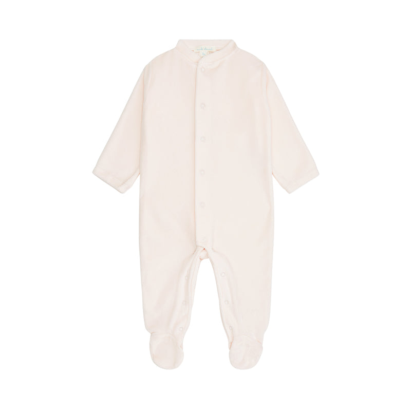 Angel Wing Velour Sleepsuit in Pink