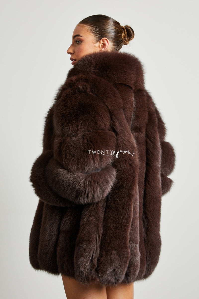 Portia Fox Fur Coat with Collar